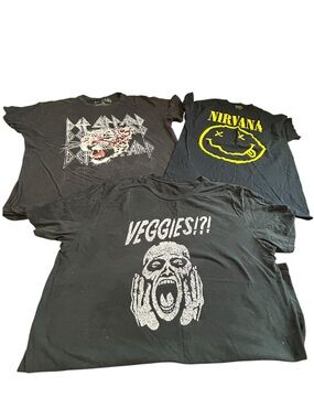 Band Tee Bundle Nirvana Def Leppard Veggies Graphic T Shirts M XL XXL